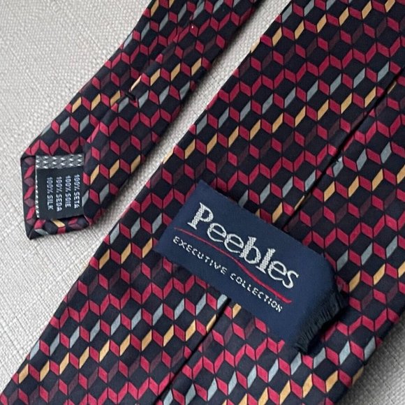 Peebles Exective Collection Men Tie Multi Color 100% Silk Nectie Handmade - Picture 9 of 10